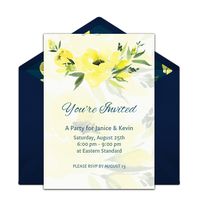 This is one of our favorite free party invitations, “Navy Floral.” Easily personalize and send via email for a summer birthday, bridal shower, and more!