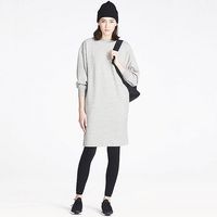 WOMEN SWEATSHIRT DRESS, GRAY, large