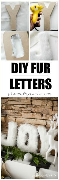 FUR LETTERS! Say What? This is a great Christmas decoration. Perfect for Christmas mantel!