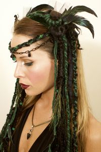 headdress, headdresses, wig, dreads, dreadfalls, tribal, tribal headdress, goth, gothic, witch, witchy, goddess, gypsy, festival wear, burlesque, faery, fairy, faerie, fantasy, burningman, queen, woodland faery, nymph, lotuscircle, www.etsy.com/shop/lotuscircle