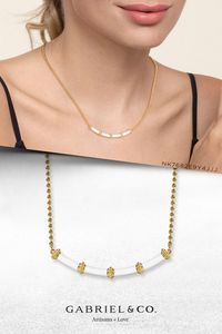 Enamel - 14K Yellow Gold Bujukan Bar Necklace with White Enamel NK7682E9Y4JJJ