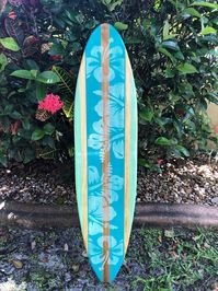 Aqua Vintage Distressed Surfboard Wooden Wall Art- Interior & Exterior