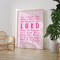 Our minimalist pink Jeremiah scripture wall art is perfect for your home, nursery, or dorm room. As a high-quality digital download, you can add this scripture-inspired piece of art to your home with a custom fit. Add a pop of color to your minimalist design, add to your maximalist space, or hang in your laundry room! Any way you flip it displaying scripture is a great conversation starter, gentle reminder, and affirmation of who you are in Christ! Check out our other designs! https://everynatio