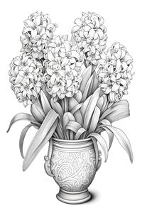 Hyacinths * Drawing of Flowers in a Vase * Coloring Page » Зумипик