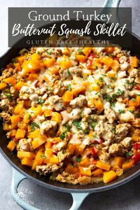 This ground turkey with butternut squash skillet is a delicious comforting and nourishing meal that is light and fresh. This recipe is a 30-minute one-pot skillet meal that is perfect for a busy weeknight!