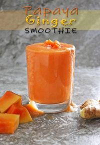 Juicy, sweet papaya and fresh ginger unite harmoniously in this dairy-free and delicious, 3-ingredient Papaya Ginger Smoothie.