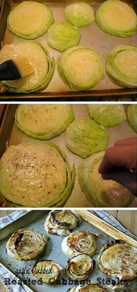 Garlic Rubbed Roasted Cabbage Steaks - (super healthy and full of cancer fighting properties!)