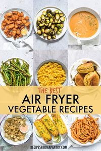 A COLLAGE OF AIR FRYER VEGETABLE DISHES