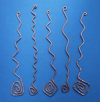 Hammered Copper Wire Bookmarks Wave Shapes Set of 5