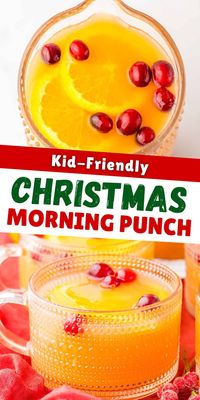 Christmas morning punch is the perfect kids-friendly drink to serve with Christmas breakfast or at holiday parties. Made with cranberry cocktail, orange juice, pineapple juice, and ginger ale, the refreshing, festive drink will be a hit with kids and adults alike!