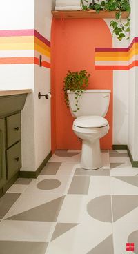 Painted Floor Tile Bathroom Makeover