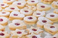 Delicious Swiss jam cookies our family makes for Christmas. My father is from Switzerland, so I grew up with these yummy cookies. I apologize if the time and yield are slightly off; I generally make 2-4 batches at a time, so it takes an entire evening!