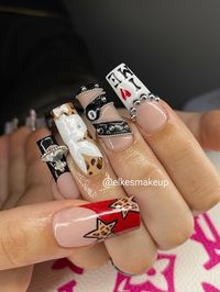 Belt nails, 3D nails, star nails, leopard nails, i heart me nails