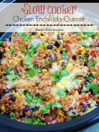 Slow Cooker Chicken Enchilada Quinoa -  Are you ready to lighten up the New Year? Do it it with tasty recipes like this Slow Cooker Chicken Enchilada Quinoa. It is simple, healthy, and full of all of those Mexican flavors you crave!