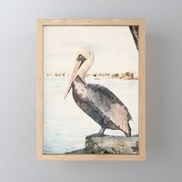 Pelican Watercolor Framed Mini Art Print by Concinnity Crafts buy now on @society6 great luxury gift ideas