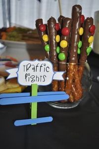 Edible traffic lights at a Transportation Party #transportation #party