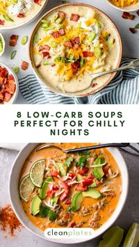 Warming, filling soups are perfect for cold winter nights. These low-carb recipes are so nourishing -- grab a spoon!