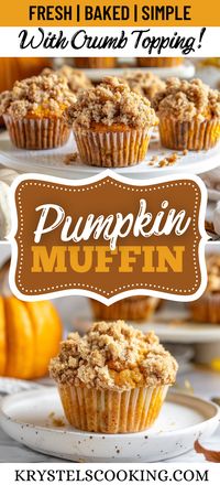 Bake these Easy Pumpkin Muffins with Crumb Topping using our simple recipe. Perfect for fall baking!