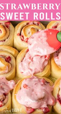 Strawberries for breakfast in a whole new way! Super soft strawberries and cream sweet rolls with fresh strawberry glaze will melt in your mouth.