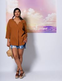 Split Front Tunic Top | Women's Plus Size Tops | ELOQUII