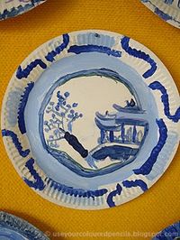 So pretty! Chinese willow pattern plates.