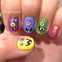 Colourful monster nails!!