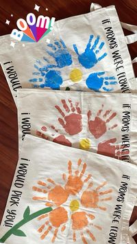 Perfect gift for moms. How can they not love their kids handprints on a tote bag. Simple to make.