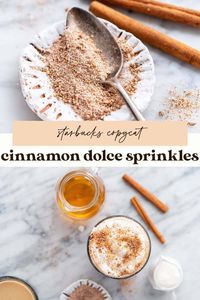 Just like the topping at Starbucks, these cinnamon dolce sprinkles are a fun way to add flavor to your favorite coffee shop beverage.