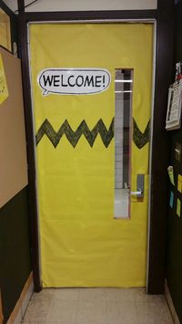 Charlie Brown chevron shirt door for Snoopy themed classroom.