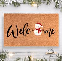 This winter snowflake doormat is a gorgeous way to welcome guests into your home this holiday season. This doormat is thick and durable, with a non-skid rubber backing that prevents slippage on smooth surfaces.  Our welcome mats have a slip resistant backing with coir front and made with high quality ink. Door mats are completely hand painted and sealed with a protectant spray. Each design is carefully placed, painted and preserved!  Since each mat is hand painted colors and placement may slight