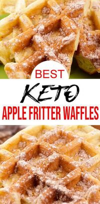 Keto Waffles- Low Carb Keto Apple Fritter Waffles Recipe - Easy waffle maker recipe! Serve as keto breakfast, lunch, dinner, snacks easy on the go. Healthy, gluten free, sugar free #apple fritter waffles. Great for birthdays, brunch, healthy breakfast recipe. Skip take out, fast food & delivery or bakery or breakfast pastries - easy recipe. Better than breakfast pastry. Great Fall food for Halloween, Thanksgiving or Christmas breakfast or brunch. Check out this keto food recipe today :) #lowcarb