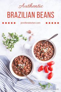 Want to make beans that are so good they're out of this world? Straight from Brazil, these authentic Brazilian Beans are the best beans you will ever eat! No soaking is necessary and the beans cook up quickly in an Instant Pot or pressure cooker. For lunch today, try this vegan Brazilian bean recipe that is full of rich and delicious flavor. #jenniferskitchen #beans #internationalfood #pressurecooker #lunch