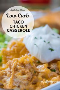 If you love Chicken Tacos, you will love this Taco Chicken Casserole. So easy to throw the ingredients together, then enjoy with all your favorite added toppings! This recipe makes a great Low Carb Family Dinner idea! #lowcarb #chickencasserole #lowcarbcasserole #lowcarbdinnerideas #lowcarbrecipesfordinner #trimhealthymama #thms #thmfamilydinner #lowcarbchickenrecipes #lowcarbtaco #tacocasserole