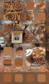 fall iphone ios theme, brown ios theme, fall aesthetic, cinnamon aesthetic iphone layout