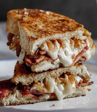 Crispy Bacon & Brie Grilled Cheese Sandwich with Caramelized Onions | The Best Grilled Cheese Recipe Ever! Loaded With Incredible Ingredients That Makes It All Perfectly Delicious! by Homemade Recipes at http://homemaderecipes.com/grilled-cheese-recipes/