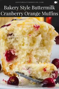 Simply the best recipe!. A sweet buttery moist cranberry orange muffin filled with tart, juicy cranberries, orange zest, and an orange glaze. #cranberry #muffin