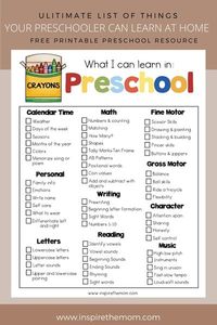 Want to start teaching your preschooler? Here is a printable, FREE list of things you can do at home with your preschooler!