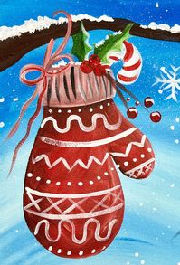 How To Paint "Christmas Mittens" - Acrylic Painting Tutorial