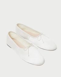 Shop the Landon Cream Satin Ballet Flat at Loefflerrandall.com