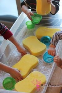 Sponges & Soapy Water in the Sensory Table