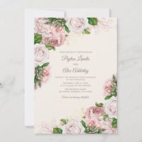 Elegant blush pink and dusty rose vintage floral wedding invitation #zazzlemade