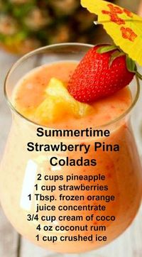 Summertime Strawberry Pina Coladas ~ A wonderful twist on a great classi... It has a few surprise ingredients that make this extra nice.