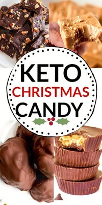 Easy keto Christmas candy ideas that are healthy, low carb, gluten free, and sugar free. Christmas crack, almond joy, Peanut butter cups, fudge, and more!