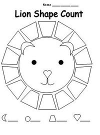 Shape Count Worksheet for Lion Theme from Making Learning Fun.