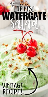 Watergate Salad is so delicious and easy to make. With its pistachio and pineapple flavors, mixed with creamy whipped topping, and topped off with crunchy pecans. This light and refreshing dessert salad is a great summer side.