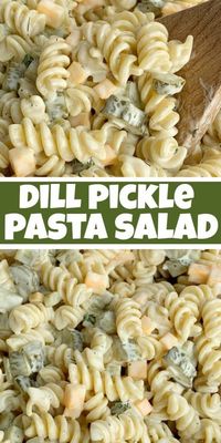 Pinterest image for dill pickle pasta salad recipe