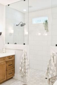 White Shower Ideas, White Bathroom Design, White Bathroom Tiles, Walk In Shower Makeover, bathroom inspiration, bathroom remodel, shower tile ideas, bathroom ideas, bathroom design, bathroom decor ideas, bathroom decor, shower floor tile ideas, bathroom tile ideas, bathroom interior, shower screen ideas, bathroom tile combinations