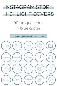 90 blue glitter instagram highlight cover icons, perfect for glitter lovers, bloggers and business owners. CLICK to access these 90 affordable icons! | NOTE: customization available!