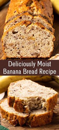 This is my favorite easy banana bread recipe that never fails. It is prepared with simple ingredients without much effort. Ripe bananas are the main ingredient in this simple banana bread recipe that gives the bread its characteristics of amazing sweet banana flavor.