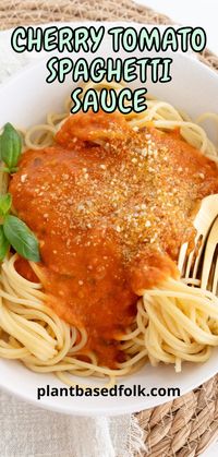 Cherry tomato spaghetti sauce is quick and easy to make, requiring minimal effort and resulting in a delicious homemade pasta sauce.